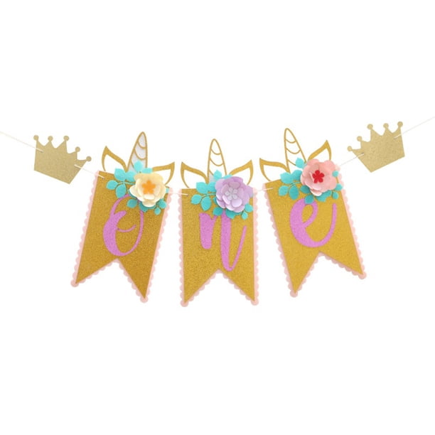 KAKOWELY Banderines de flores para trona de bebé, niño y niña, para fiesta de primer cumpleaños, decoración de guirnalda de banderines para trona de verano
