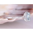 thumbnail image 2 of 7mm Cushion Cut Aquamarine Engagement Ring 14k White Gold Ring Diamond Wedding Band Diamond Halo Gemstone Bridal Ring Anniversary Ring, 2 of 5