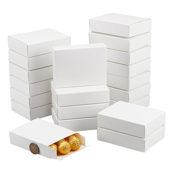 50 Pcs Folding Cardboard Paper Boxes White Treat Boxes DIY Gift Packaging Boxes for Small Presents Packaging 4.7x3.5x1.2 Inch