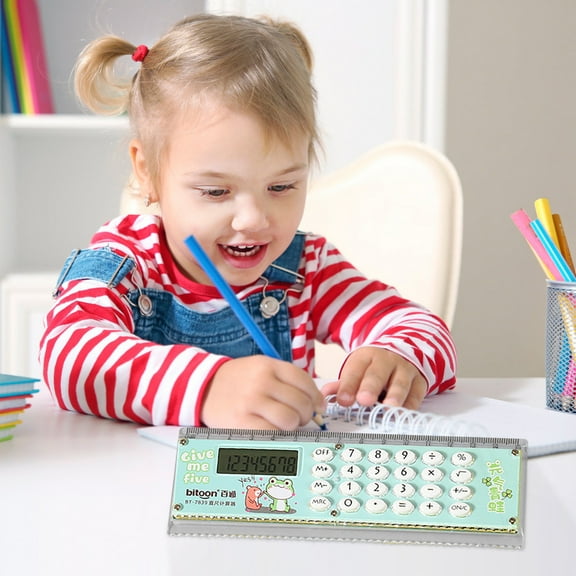 Iumwxz Straight Ruler Calculator with Scales Student Supplies Learning Stationery Ruler Mini Electronic Gift Calculator for Home School and Kids Basic Standard Calculators