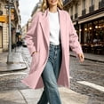 thumbnail image 7 of cocolona Trench Coat for Women Open Front Long Sleeve Solid Color Long Jacket Notch Lapel Lined Fall Winter Wool Coat with Pockets, 7 of 7
