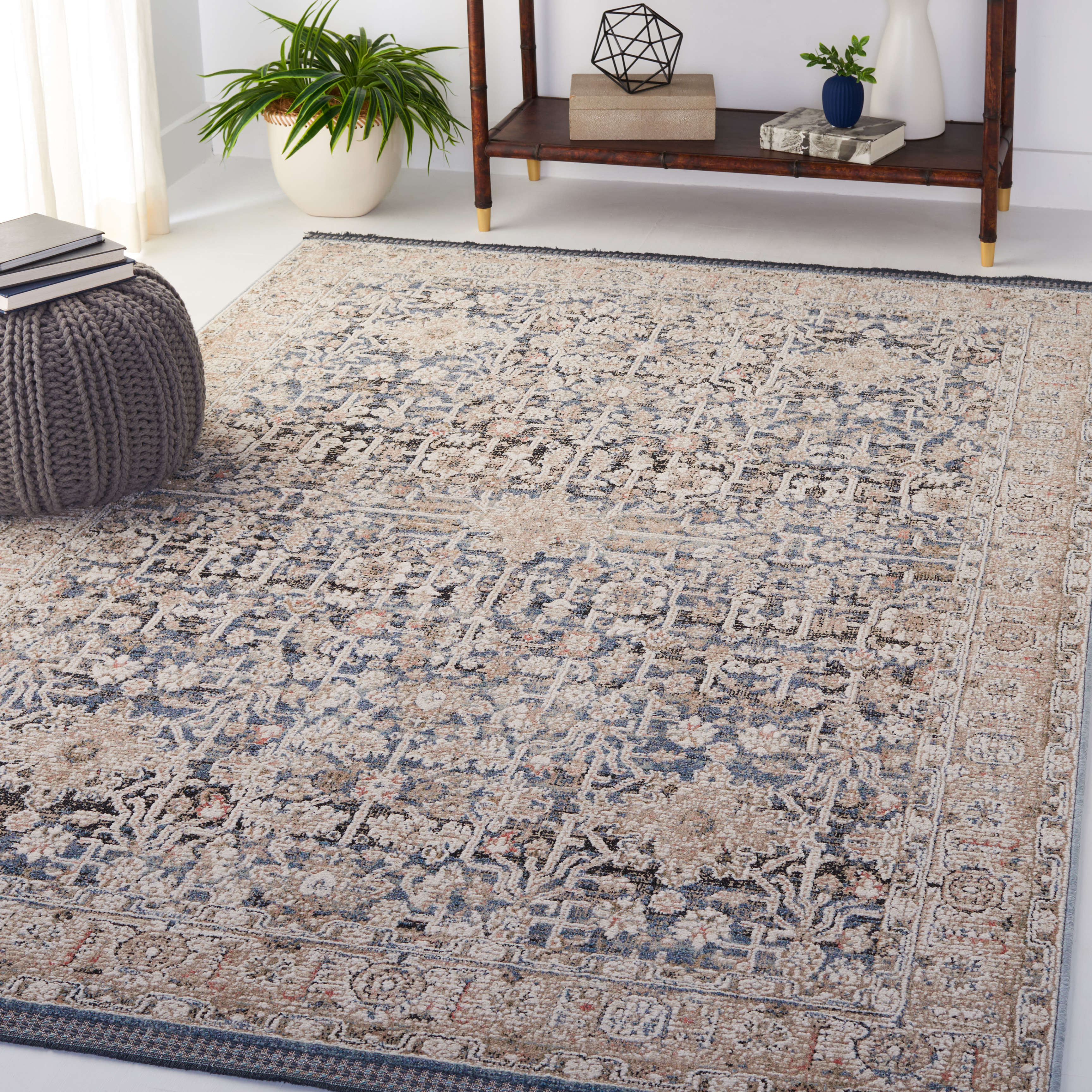 SAFAVIEH Vivaldi Roberta Abstract Area Rug, Blue/Ivory, 4' x 6'