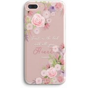 Case Compatible with iPhone 8 Plus/iPhone 7 Plus Case Women, Girls Pink Purple Flowers Floral Spring Rose Blooms Christian Bible VersesProverbs 3:5 Clear Soft Case Compatible for iPhone 7 Plus/8 Plus