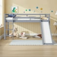 thumbnail image 2 of Miniyam Twin Size Kids Loft Bed with Slide, Guardrails, Pale Gray, 2 of 8