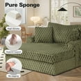 thumbnail image 5 of Aukfa 53"W Oversized Chaise Lounge Loveseat Sleeper Sofa with 2 Cup Holders, 3 Pillows, Fluffy Corduroy, Olive Green, 5 of 9