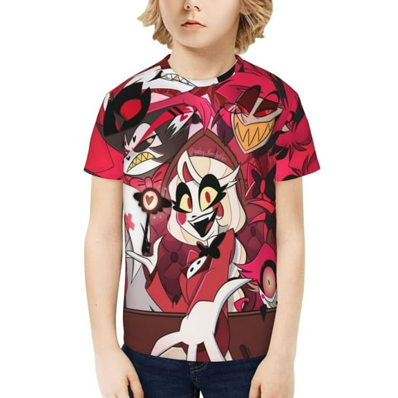 Hazbin Hotel Kids T-Shirt 3d Printed Graphic T-Shirts Boys And Girls Short Sleeve Shirts For Youth Kids X-Small