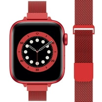 Apple Watch Band 38mm 40mm 41mm for Women, Slim & Thin Milanese Loop -Red