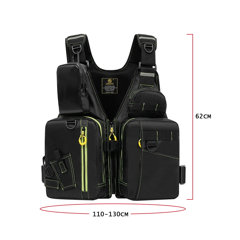 M Buder Fishing Life Jacket Army Green Multiple Pockets Floatation Vest Unisex Adults Buoyancy Waistcoat For Kayaking Boating Water Sports (19.68 inches / 50 cm)