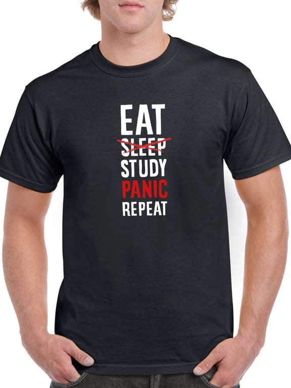 Eat Study Panic Text T-Shirt Men -Smartprints Designs, Male Medium