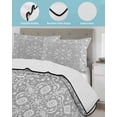 thumbnail image 4 of Quilts Twin Size Bedding Set, Grey Paisley Boho Lightweight Quilted Comforter, Abstract Art Floral Aesthetic Soft Reversible Bedspread Coverlet with Pillow Covers for All Season, 68" x 86", 4 of 7