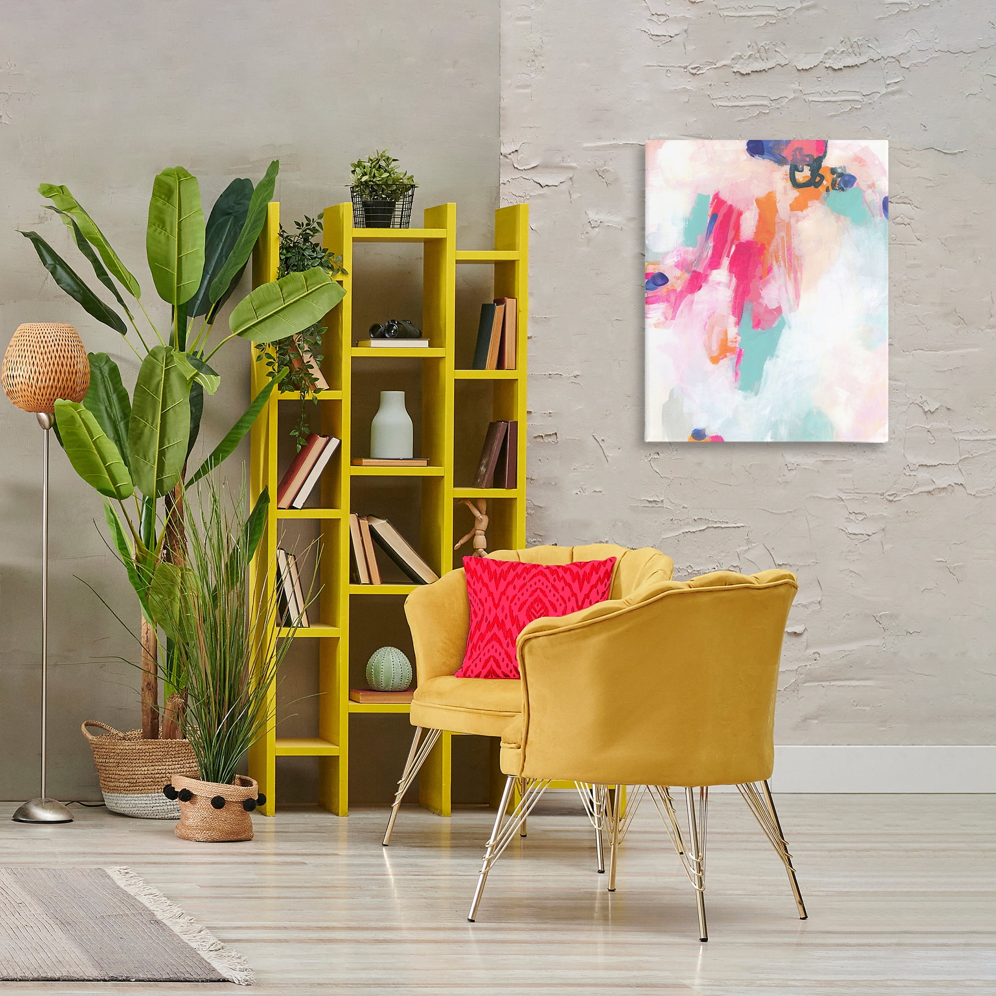 Stupell Industries Pink & Blue Paint Strokes Abstract Painting Wrapped Canvas Art Print Wall Art, 24 x 30