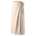 thumbnail image 6 of Wxolcjlv Women's Solid Wrap Tie Maxi Skirt High Waist Casual Long Skirts, 6 of 9