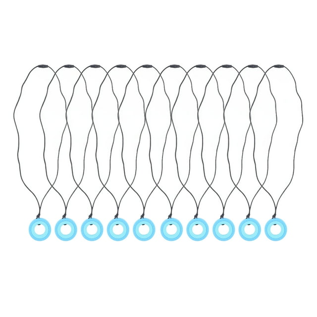 10 collares sensoriales para masticar, de silicona suave y segura, con colgante para masticar para niños, color azul oscuro