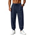 thumbnail image 3 of Hearthz Men's Sweatpants Cotton Elastic Drawstring Athletic Pants Men Solid Color Workout Mens Jogger Pants with Pocket Navy XXXL, 3 of 5