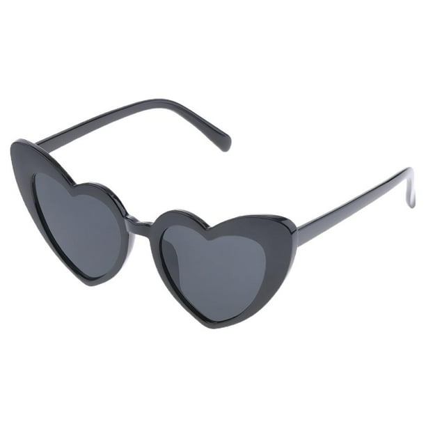 Gafas de sol de amor en forma de gafas de estilo retro vintage para mujer Negro