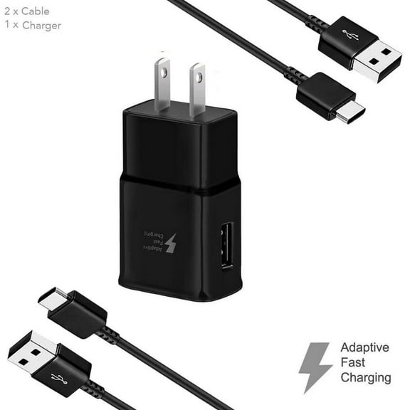 for TCL 30 XE 5G Charger! Adaptive Fast Charger Kit [1 Wall Charger + 2 Type-C Cables] True Digital Adaptive Fast Charging uses dual voltages for up to 50% faster charging! Black