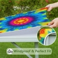 thumbnail image 6 of Colorful Tie Dye Mandala Pattern Square Fitted Tablecloth with Elastic Edge,Square Table Cover,Washable Elastic Table Cover for Home Kitchen Party Decor 36"x36", 6 of 6