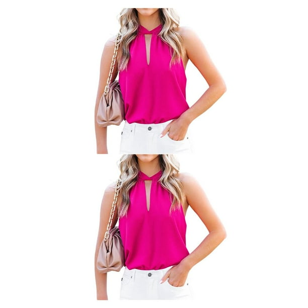 Qarigey Blusa sin mangas para mujer, camisa bonita para niñas, ropa de moda transpirable para baile de compras, Top elegante de verano blanco M Type5 NO5 Qarigey CBP251001