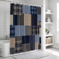 thumbnail image 5 of Navy Blue Gingham Shower Curtain Set - Small 36" x 72" Washable Bathtub Curtain with 12 Hooks, Abstract Plaid Solid Color Patchwork Waterproof Fabric Stall Shower Curtains for Bathroom/Bathtub Décor, 5 of 8