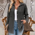 thumbnail image 2 of Olyvenn Stylish Womens Shacket Casual Button Down Shirts Loose Boyfriend Shirt Jackets Tops Jacquard Lightweight Long Sleeve Shirts Fall Tops Fashion Dark Gray 8, 2 of 8
