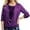 Purple, variant on Women's Sequin Long Sleeve Smocked Blouse and Camisole Two Piece Set Loose Fit T-Shirt Oversized T-shirts Short Sleeve Crewneck Casual Tops