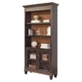 thumbnail image 2 of Beaumont Lane Traditional Wood Bookcase with Doors in Distressed Black, 2 of 4