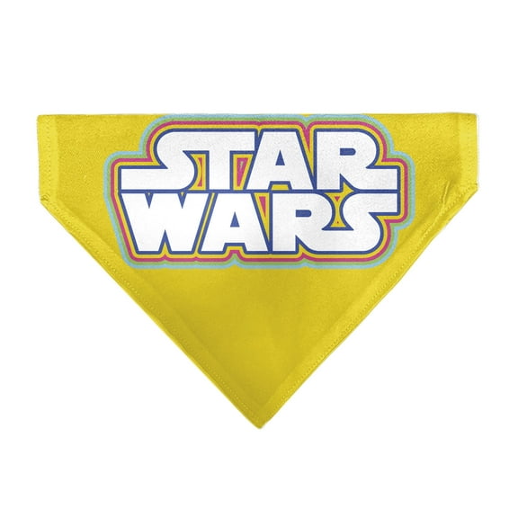 Star Wars Pet Bandana Star Wars Title Logo Yellow Multi Color White Slip On Collar Bandana Only