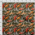 thumbnail image 3 of oneOone Cotton Poplin Dark Olive Green Fabric Bubbles & Koi Fish Ocean Diy Clothing Quilting Fabric Print Fabric By Yard 42 Inch Wide, 3 of 4