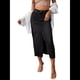 thumbnail image 2 of Falda Vaquera Elástica de Cintura Alta para Mujer, con Dobladillo Deshilachado, Corte A, Midi y Bolsillos. Negro L, 2 of 10