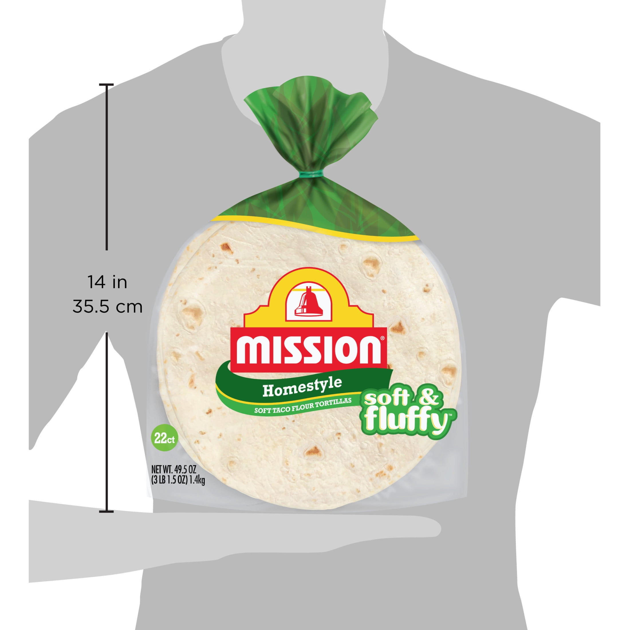 Mission Soft & Fluffy Homestyle Flour Tortillas, Soft Taco Size, 22 Count