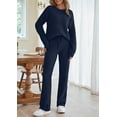 thumbnail image 2 of SMZ Womens Fuzzy Fleece Long Sleeve 2 Piece Loungewear Outfits Sweater Pants Pajama Sets, 2 of 8