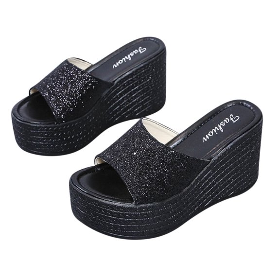 VerPetridure Black Sandals Women Women's Flat Shoes Ladies Beach Sandals Summer Non-Slip Causal Slippers