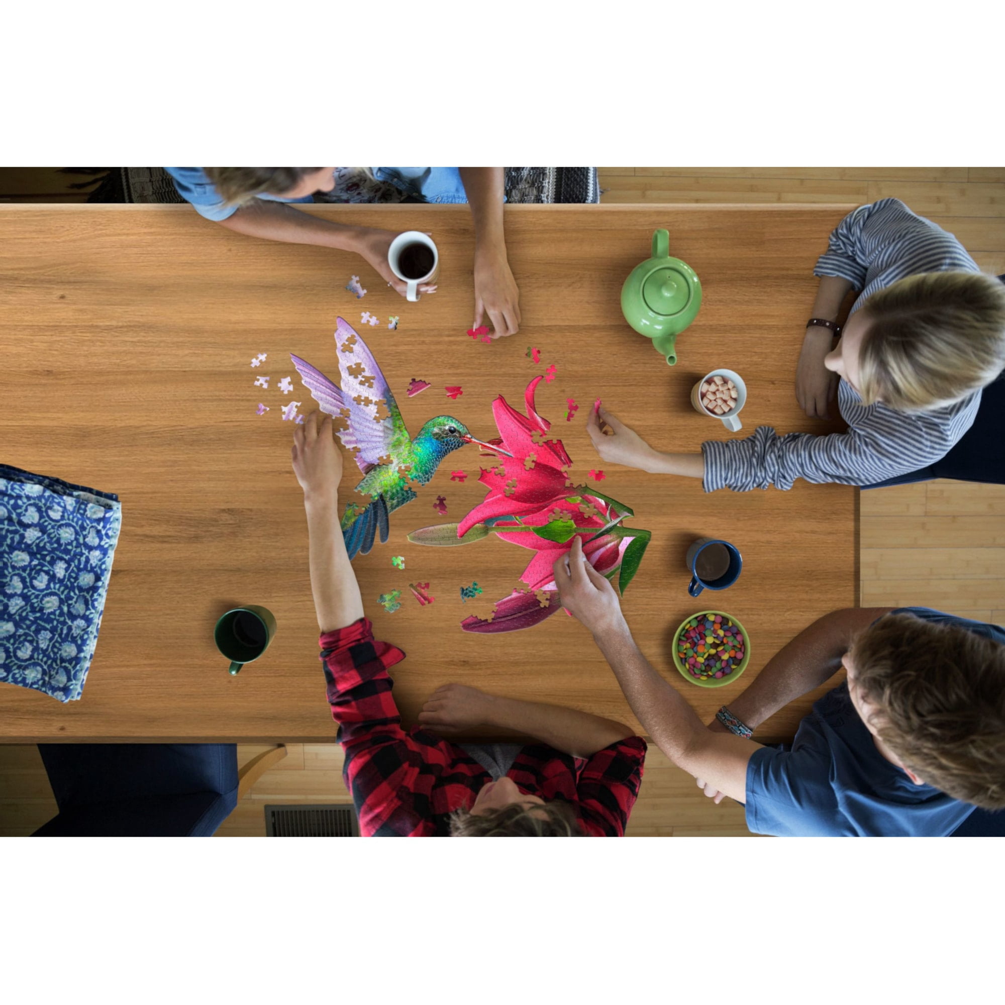 Madd Capp HUMMINGBIRD 300 Piece Jigsaw Puzzle For Ages 10 and up - 6009 - Unique-Shaped Border, Challenging Random Cut, Five-Sided Box Fits on Bookshelf, Includes Educational Madd Capp Fun Facts