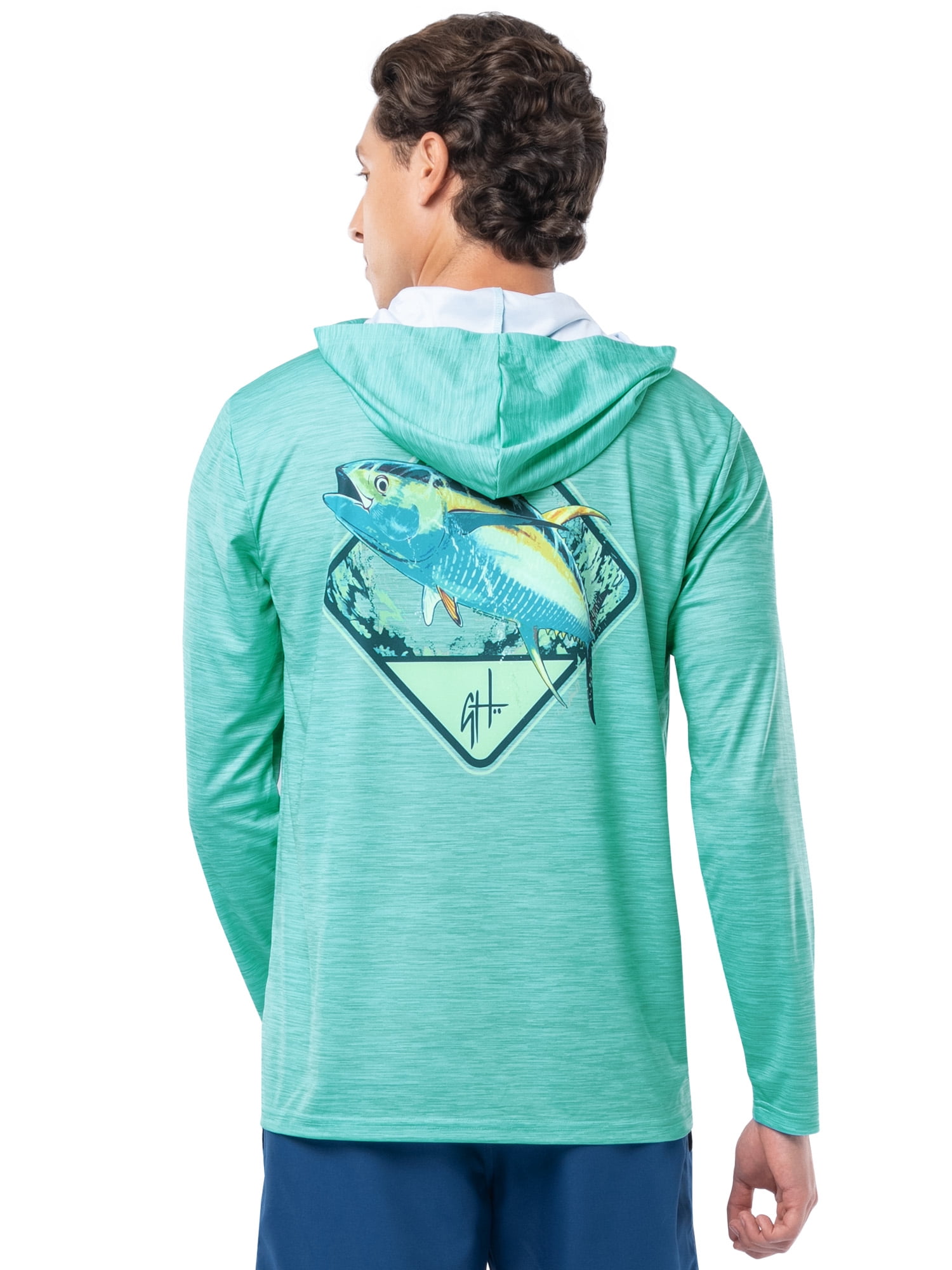 GH BY GUY HARVEY Men's Long Sleeve Sun Protection Vintage Yellowfin Hoodie