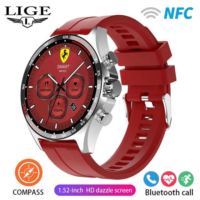 GPS New Smart Watch Men Outdoor Compass Sports Fitness Bracelet Bluetooth Call Clock Waterproof Smartwatch For Android IOS Silicone red_8 GPS Sport Track