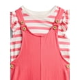 thumbnail image 2 of Wonder Nation Girls Shortall and Short Sleeve Tee Set, 2-Piece, Sizes 4-10, 2 of 3