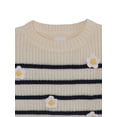 thumbnail image 3 of Wonder Nation Toddler Girls' Long Sleeve Stripe Daisy Sweater, Sizes 12M-3T, 3 of 6