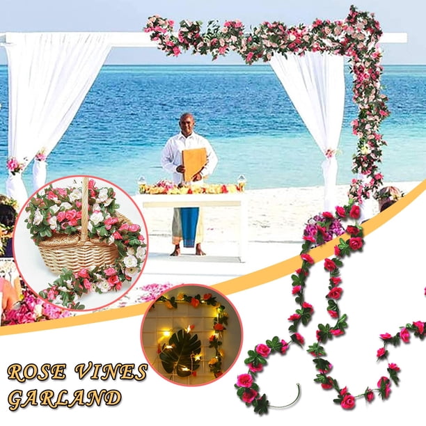 Guirnalda de Flores Rosas Falsas onlyliua Flores Artificiales Colgantes Hiedra Cesta colgante