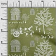thumbnail image 2 of oneOoneRayonDarkOliveGreenFabricAsianFloralBlockCraftProjectsDecorFabricPrintedByTheYard56InchWide, 2 of 4
