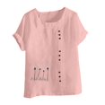 thumbnail image 4 of Hauts d'Été pour Femmes DYTTDG T-Shirt Mode Imprimé Grande Taille Col Rond Manches Courtes Blouse Décontractée Ample Hauts pour Femmes Liquidation Moins de 10 Rose,m, 4 of 4
