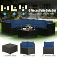 thumbnail image 7 of Patiojoy 6 PCS Patio Rattan Furniture Set Outdoor Wicker Conversation Sofa Set w/Tempered Glass Coffee Table Navy, 7 of 7