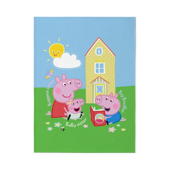 CafePress - Peppa Pig: Siblings - Large Plush Fleece Throw Blanket, 80" L x 60" W