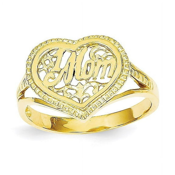14k #1 Mom in Heart Ring
