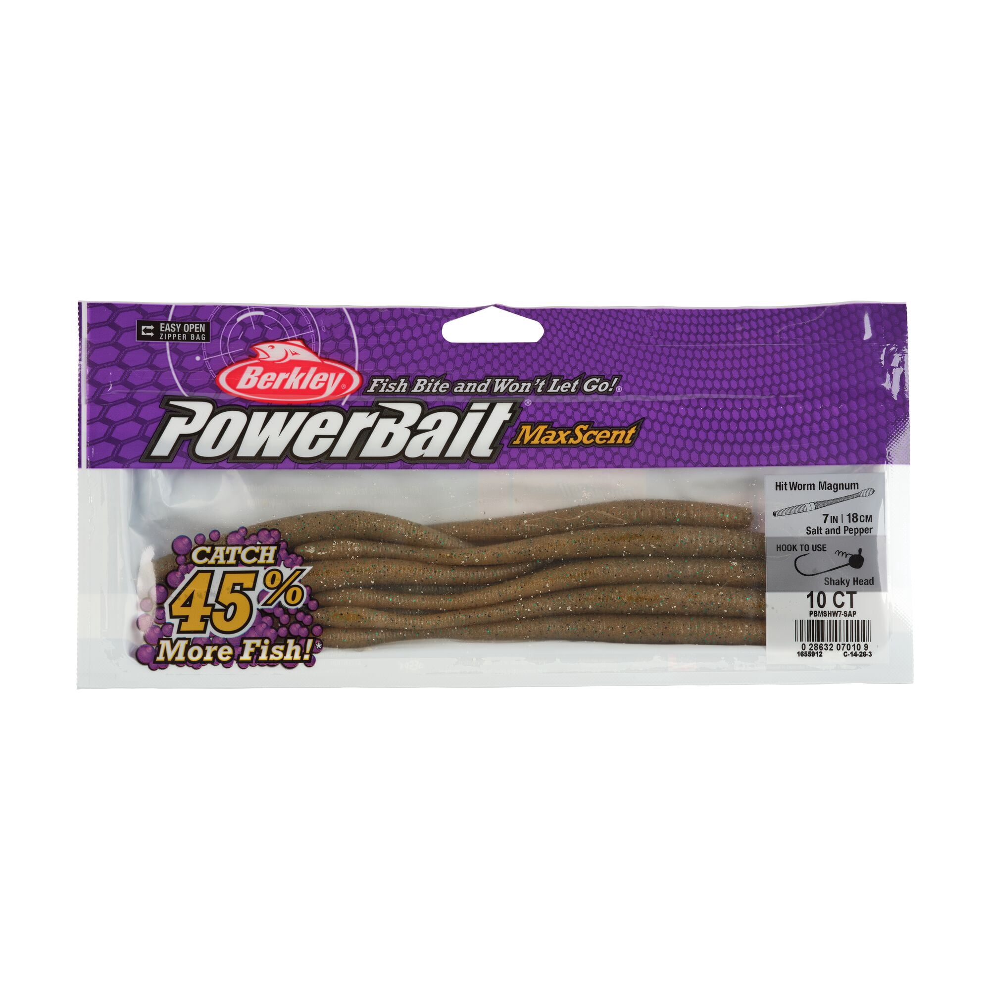 Berkley PowerBait MaxScent Fishing Lure, 7 in, Salt and Pepper (10-count)
