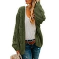 thumbnail image 2 of Vedolay Womens Cardigan Sweaters 2023 Fall Sweater Cardigan Knit Ribbed Jacket Outwear Green,One Size, 2 of 5