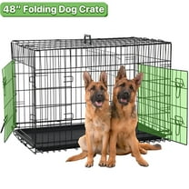 Dkelincs 48 inch Dog Crate Folding XXL Large Dog Cage Dog Kennels and Crates for Large Dogs Pet Animal Segregation Cage with Divider, Plastic Tray, Double-Door, Handle, Black