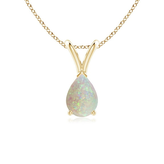 Angara Natural Opal Necklace - Pear Shaped Opal Pendant Necklace in 14K Yellow Gold for Women (Size-7x5mm) - October Birthstone Jewelry | 14K Yellow Gold Necklace