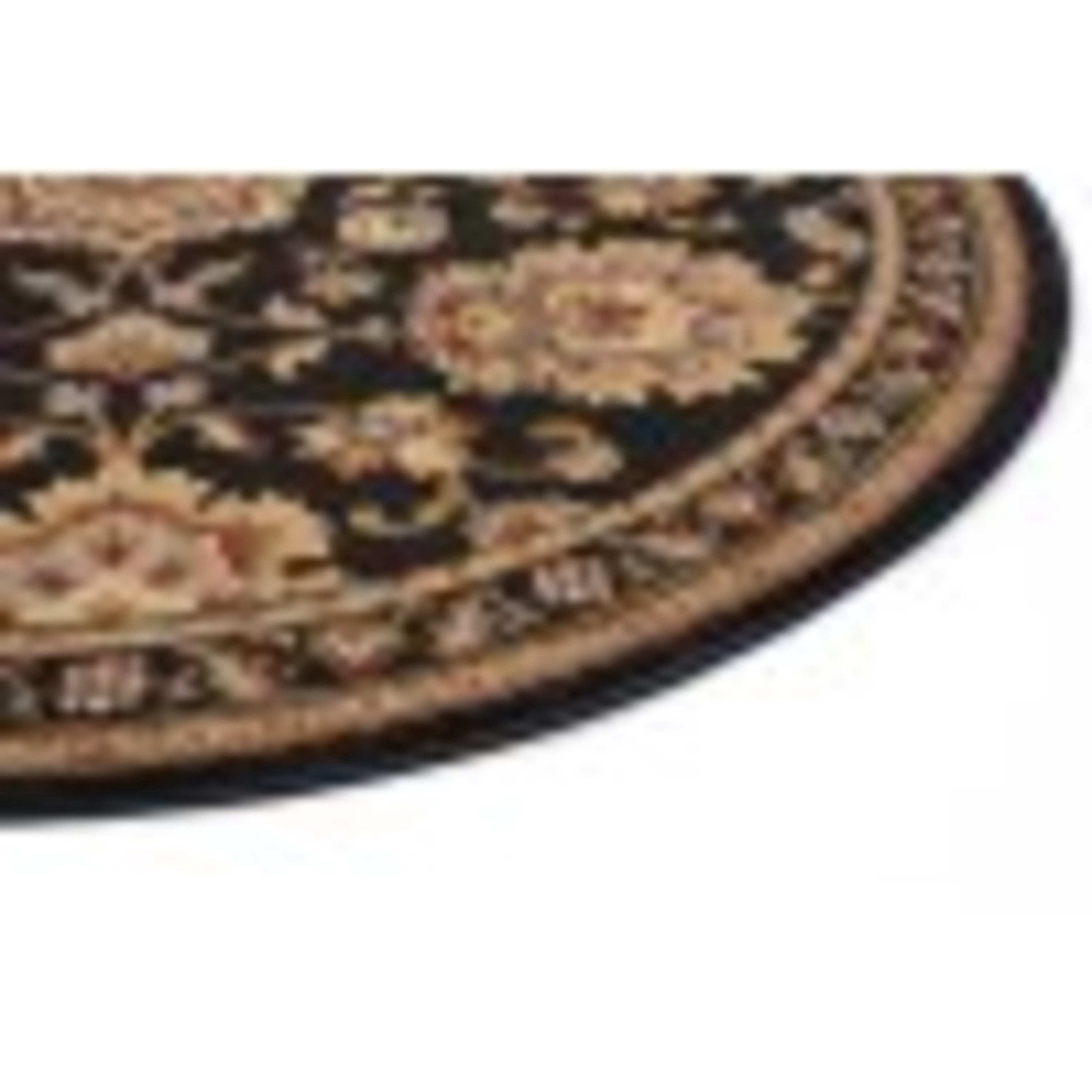 Sensation Traditional 8' Round Black and Gold Polypropylene Indoor Area Rug