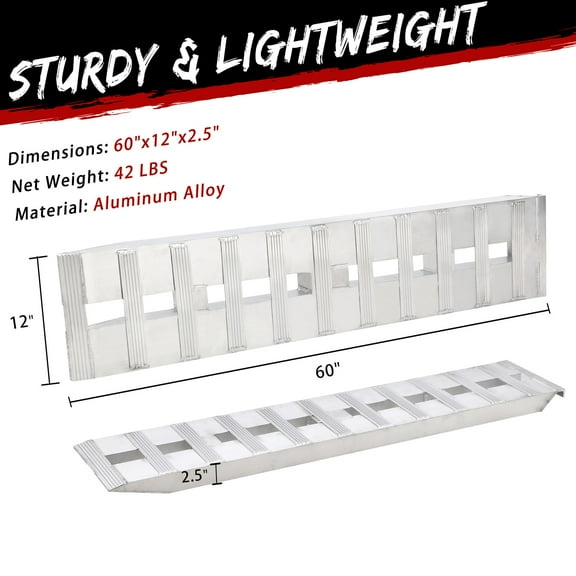 Yeshouse 2PCS Aluminum Loading Ramps for Trailers-6000lbs Utility Loading Ramp for Trailers with Top Hook Attaching End