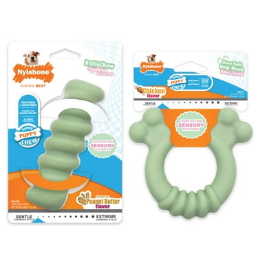 Nylabone Puppy Chew Sensory Material Roll & Chew Dog Chew Toy Peanut Butter & Chicken Small (2 Count)